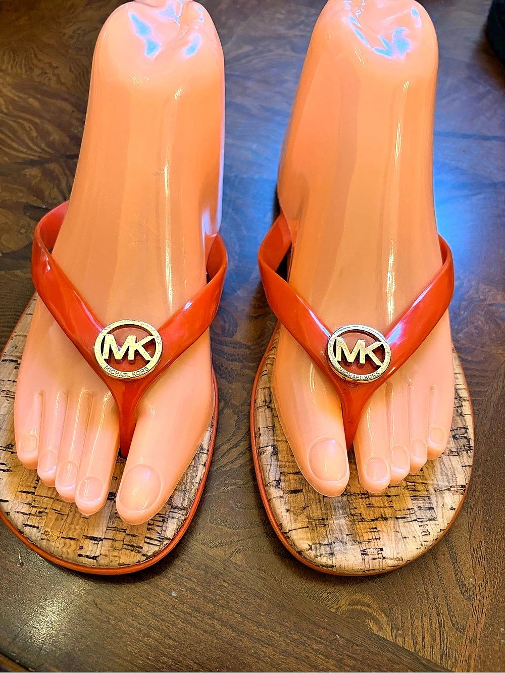 Michael Kors Signature Logo Flip Flops Orange